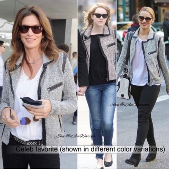 RAG & BONE Hart Tweed Biker Moto Jacket White/Black XS - Picture 3 of 10